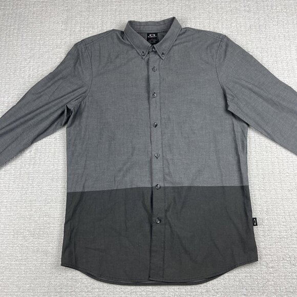 Oakley Shirt Gray Color Block Button down Long Sleeve Men Sz M Slim Fit - Picture 8 of 16